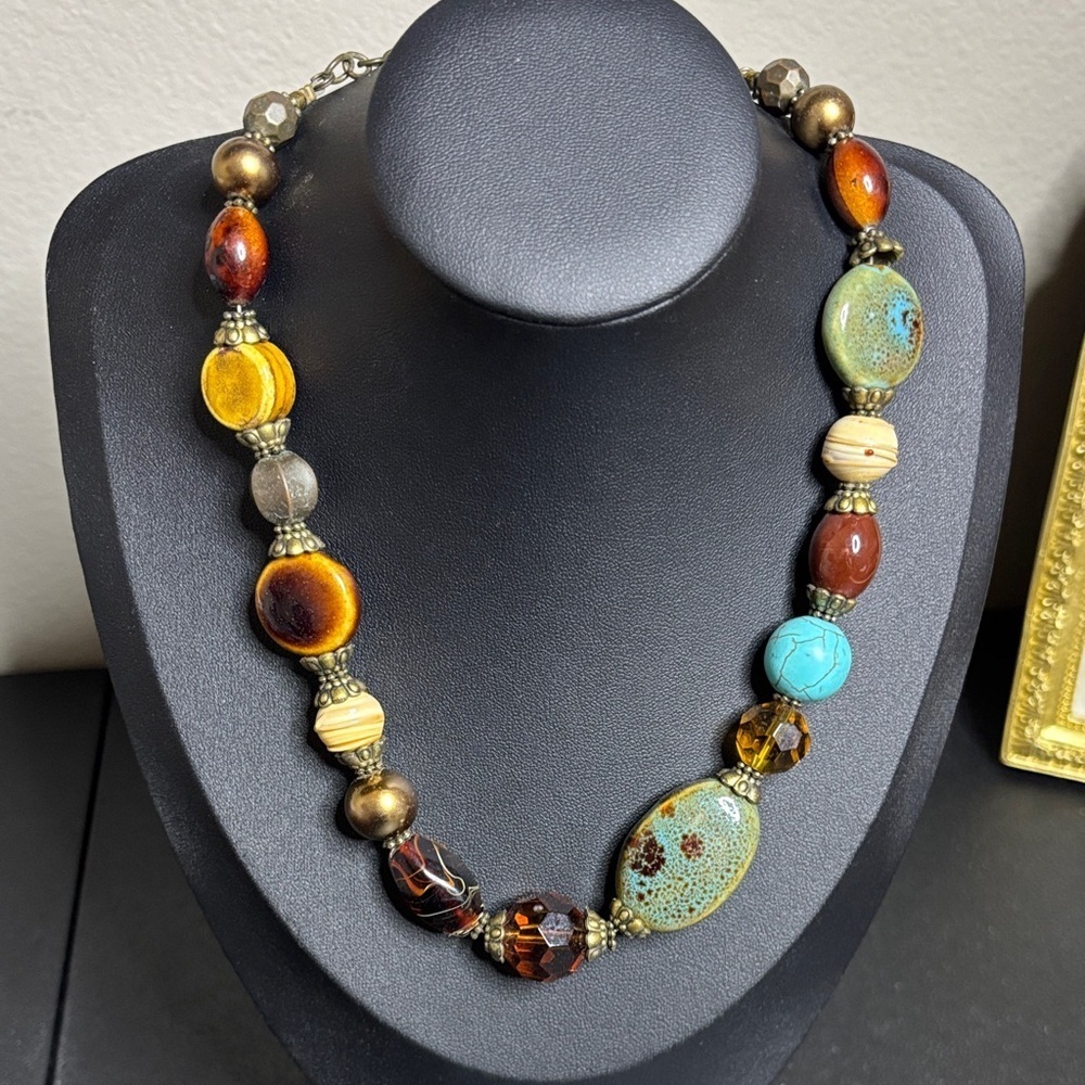 Premier Designs Glass Ceramic Boho Beaded Necklace